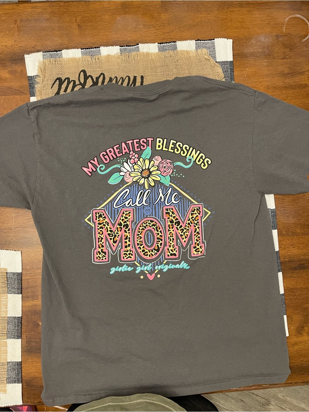Call Me Mom Graphic Tee - Gray with Pink Accents